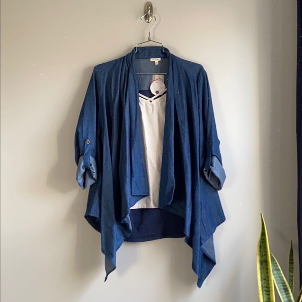 Denim open cardigan